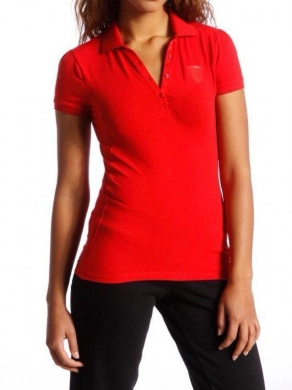 Ferrari Red Women's Polo Shirt with Embossed Shield